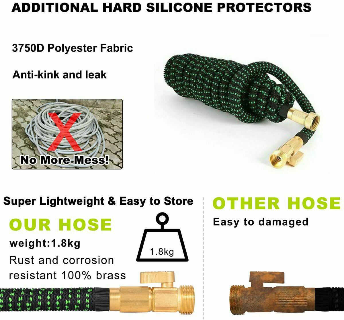 Expandable Garden Hose 50ft 75ft 100ft with 9-Function Spray Nozzle