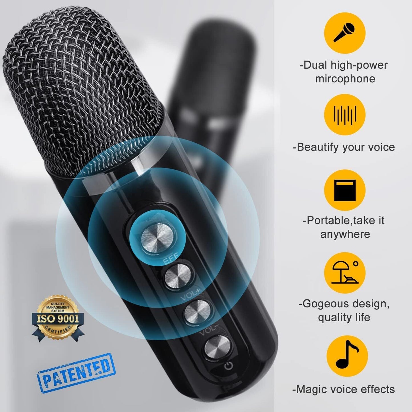 Portable Karaoke Machine with 2 Wireless Mics Bluetooth 5.1 LED Speaker