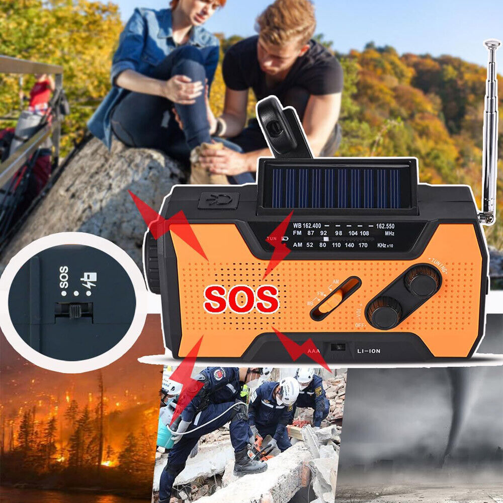 Emergency Solar Hand Crank Weather Radio 2000Mah Power Bank Charger