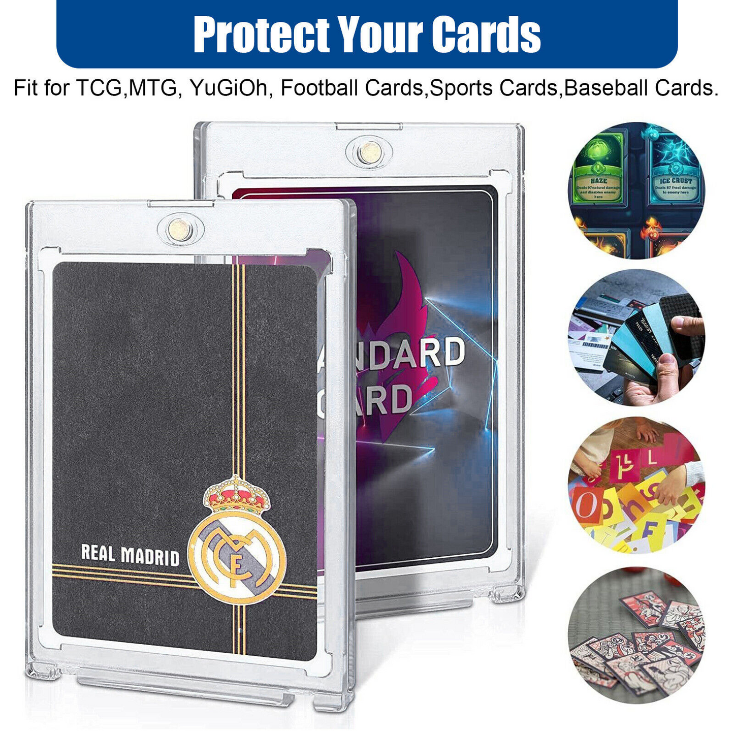 30 Pack Magnetic Trading Sports Card Holders 35Pt One-Touch Hard UV Protection