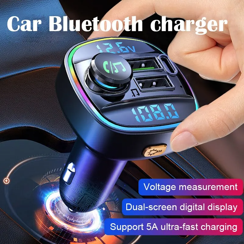 Bluetooth 5.0 Car Wireless FM Transmitter Adapter USB Charger AUX