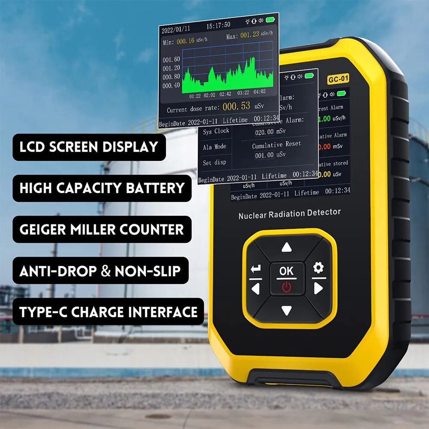 Portable Nuclear Radiation Detector GM Geiger Counter X-Ray Dosimeter