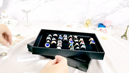 100 Slots Jewelry Ring Display Organizer Tray Holder Earrings Storage Box Case