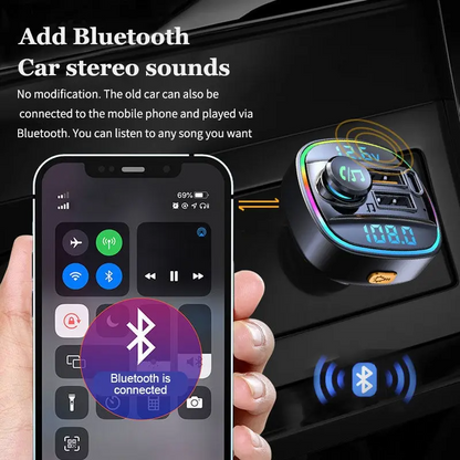 Bluetooth 5.0 Car Wireless FM Transmitter Adapter USB Charger AUX