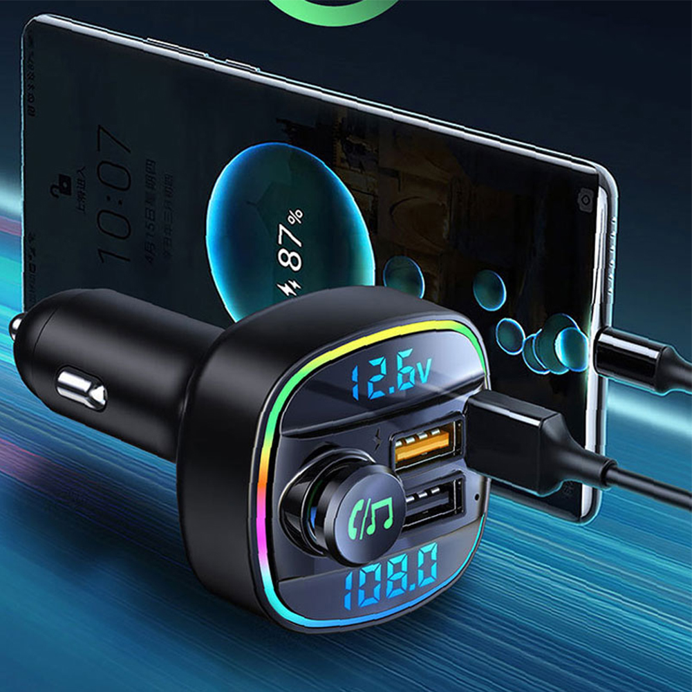 Bluetooth 5.0 Car Wireless FM Transmitter Adapter USB Charger AUX