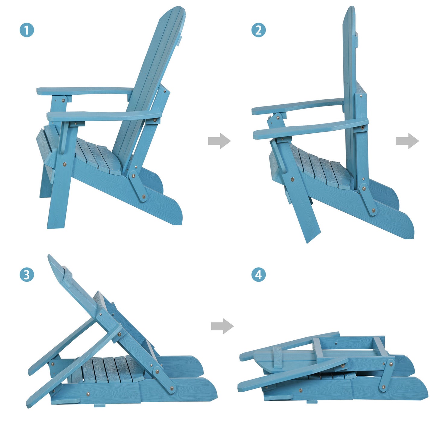 HDPS Folding Poly Lumber Adirondack Chair for Patio Outdoor