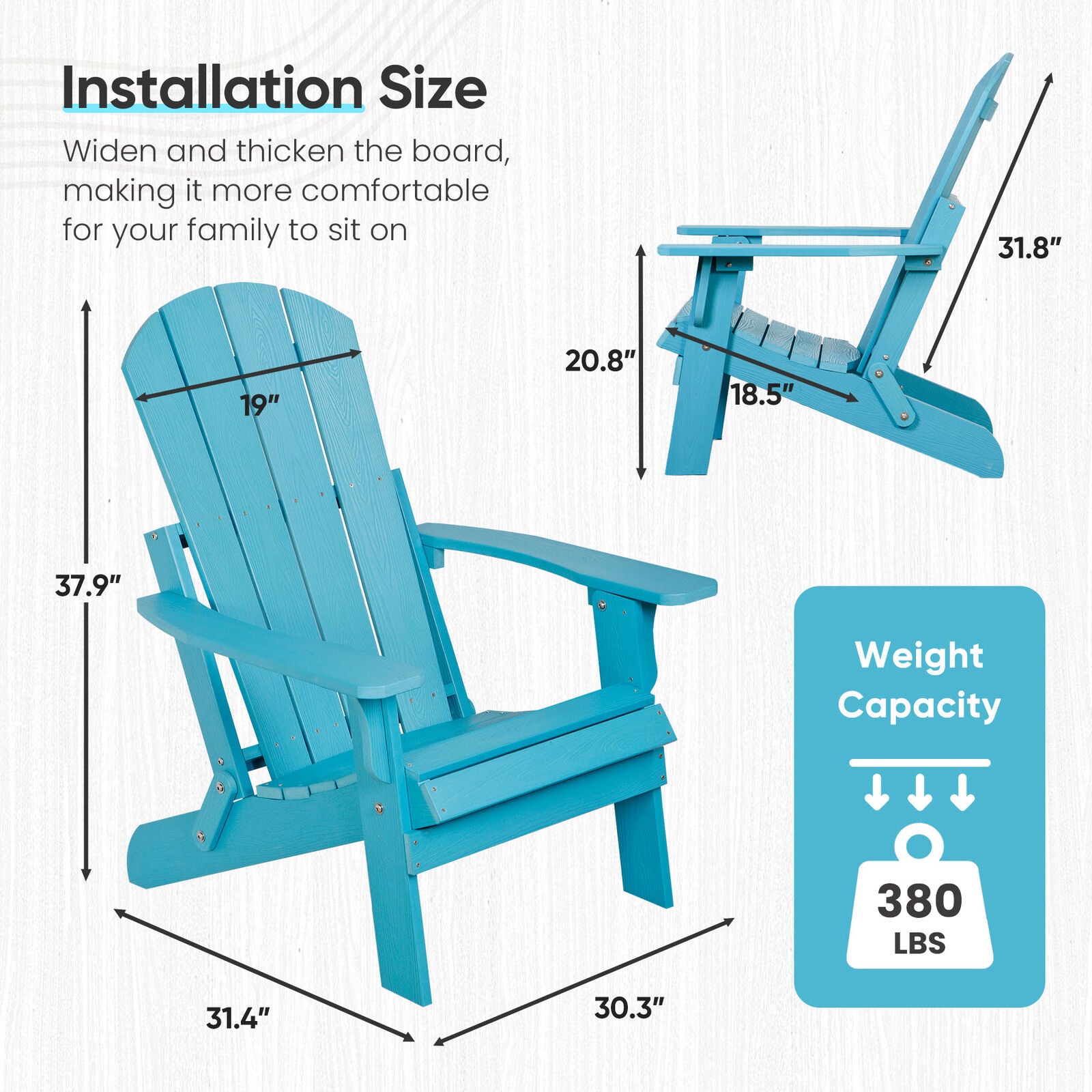 HDPS Folding Poly Lumber Adirondack Chair for Patio Outdoor