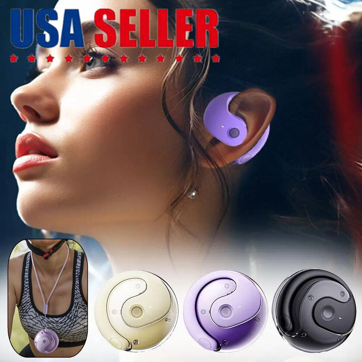 Wireless Headphones Bluetooth 5.4 Stereo Ear Hook Headset