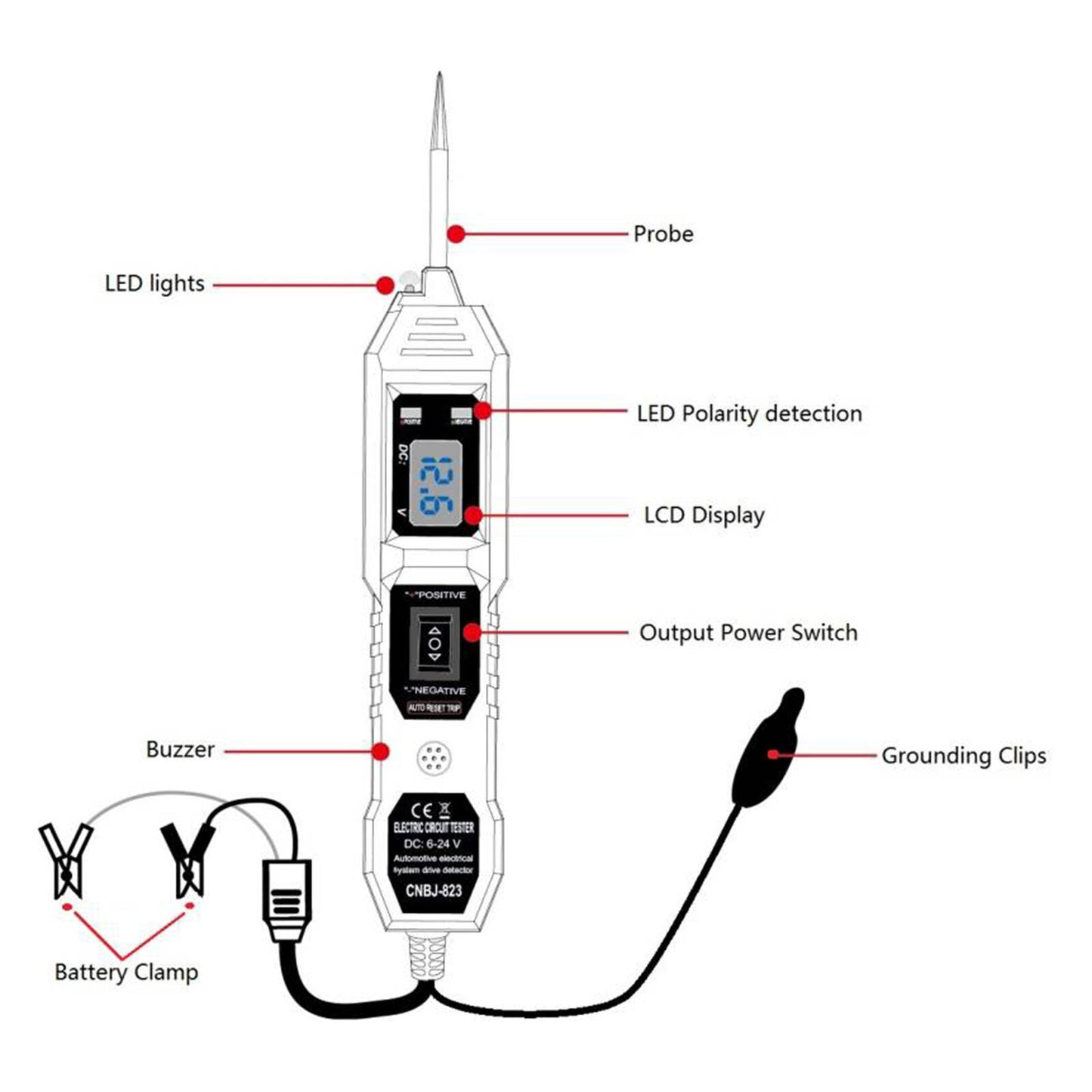 Digital Automotive Car Power Probe Circuit Electrical Tester Test Device System