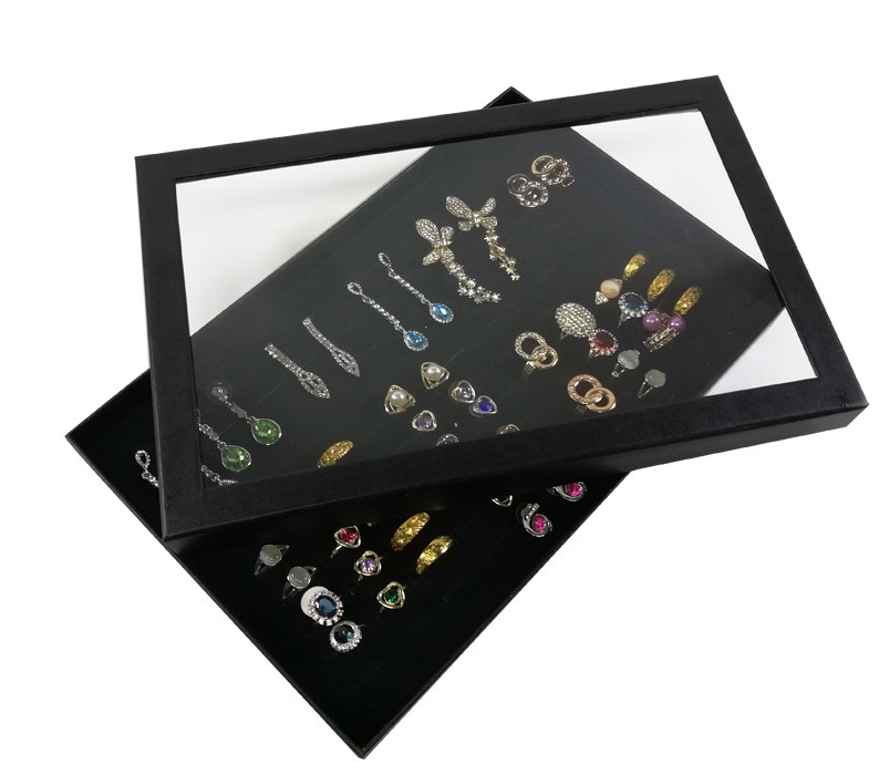 100 Slots Jewelry Ring Display Organizer Tray Holder Earrings Storage Box Case